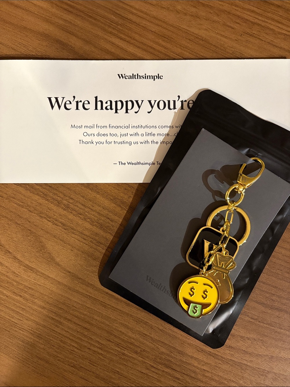 Wealthsimple Gold Emoji Money Keychain